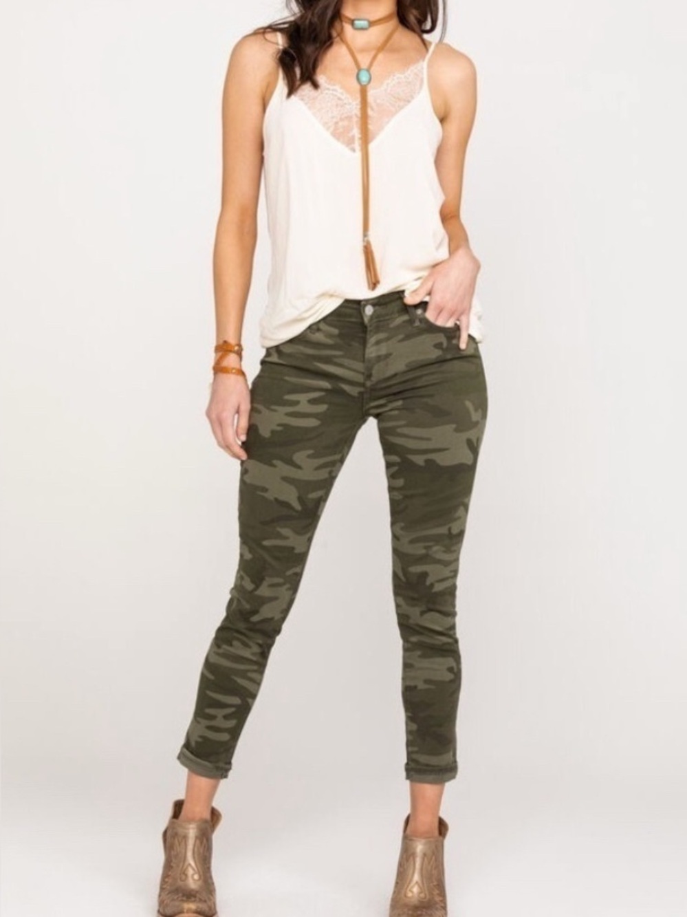 Levi's 711 Skinny Green Camouflage Skinny Jeans